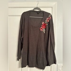Torrid rose embellished sweatshirt top